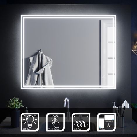 ELEGANT 900 X 700mm Bathroom Led Mirror Anti-Fog Demisted Illuminated Mirror (Horizontal/Vertical)